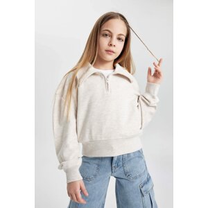 DEFACTO Girl Regular Fit Collar Sleeve Printed Sweatshirt