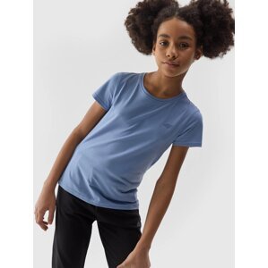 Girls' smooth T-shirt 4F - navy blue