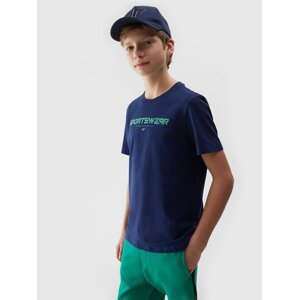 Boys' T-shirt with 4F print - navy blue