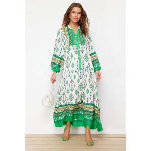 Trendyol Green Floral Pattern Woven Viscose Dress