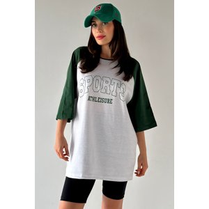 MODAGEN Unisex Cotton White Sleeves Green