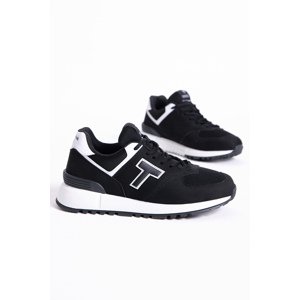 Tonny Black Unisex Black and White Non-Slip Eva Sole Lace-up Sneaker