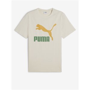 Men's Cream T-Shirt Puma Classics Logo Tee - Men's