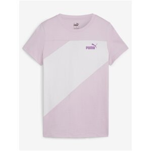 Women's White and Pink T-Shirt Puma Power Tee - Women