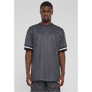 Men's Oversized Striped Mesh Tee T-Shirt - Black/White