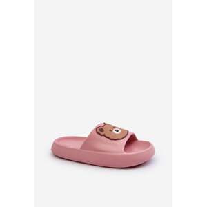 Children's light slippers with teddy bear, pink, Lindeheta