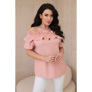 Spanish blouse with decorative ruffle powder pink