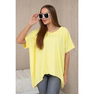 Large scratched-off cotton blouse of yellow color