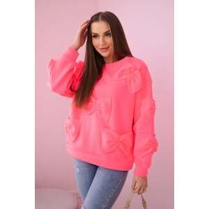 Insulated sweatshirt with pink neon decorative bows