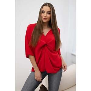 Oversized blouse with a neckline red