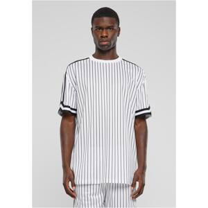 Men's Oversized Striped Mesh Tee T-Shirt - white/black