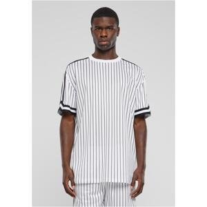 Men's Oversized Striped Mesh Tee T-Shirt - white/black