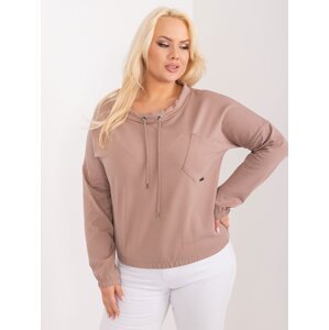Light brown solid color blouse of a larger size with a pocket