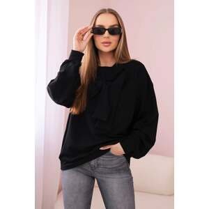 Cotton blouse with bow black