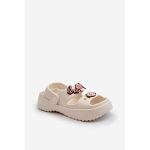 Lightweight children's foam slippers with embellishments, white Ifrana