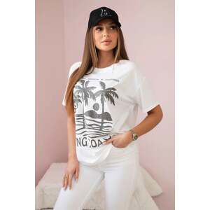 Long Coast cotton blouse with print white