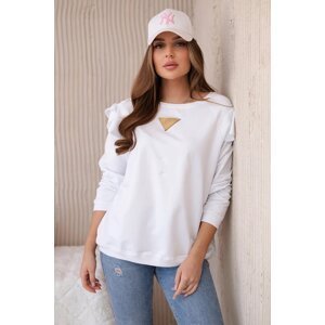 Cotton blouse with ruffles on the shoulders white