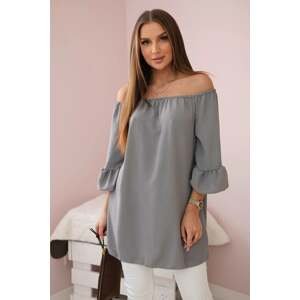 Spanish blouse with ruffles on the sleeve of gray color