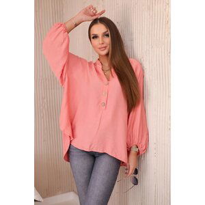 Viscose blouse with a longer back - salmon