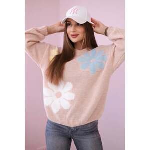 Sweater with floral mohair powder pink