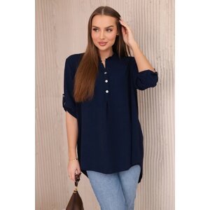 Blouse with a longer back - navy blue