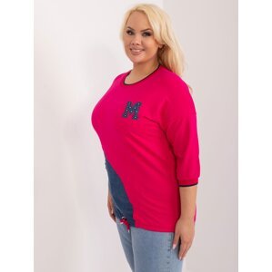 Plus size fuchsia long blouse with 3/4 sleeves
