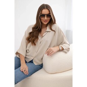 Beige oversized blouse with button fasteners