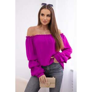 Spanish blouse with decorative sleeves dark purple