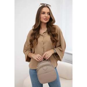 Oversized blouse with Camel buttons