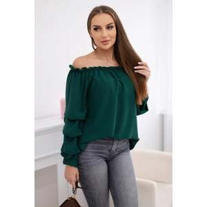 Spanish blouse with decorative sleeves dark green