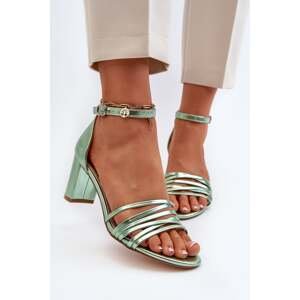 High-heeled sandals with straps, green Enitia