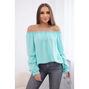 Spanish blouse with decorative mint sleeves