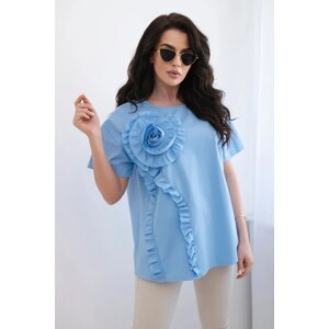 New punto blouse with decorative floral blue