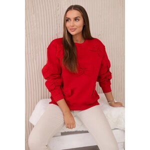 Insulated cotton sweatshirt with decorative bows Red