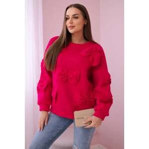 Insulated sweatshirt with fuchsia-colored decorative bows