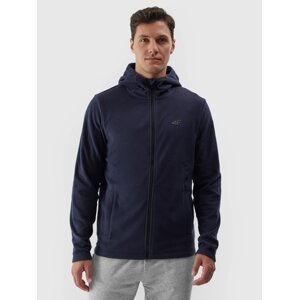 Men's regular fleece with 4F hood - navy blue