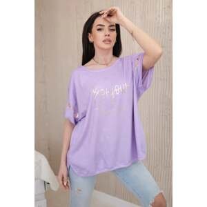 Cotton blouse plus size, steamed, purple