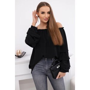 Spanish blouse with decorative sleeves black
