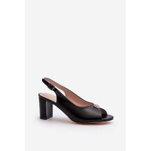 Elegant high-heeled sandals with embellishments, Black Trasea