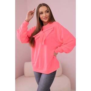 Pink Neon Cotton Blouse with Bow