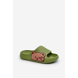Lightweight foam slippers with teddy bear, Green Relif