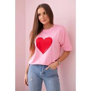 Cotton blouse with heart print in light pink color