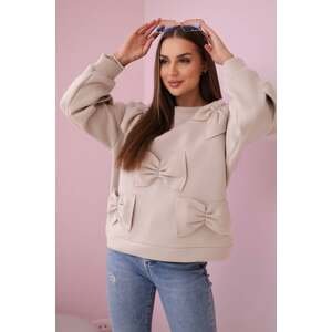 Insulated sweatshirt with beige decorative bows