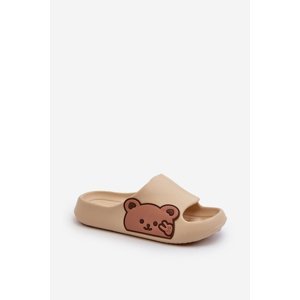 Lightweight foam slippers with teddy bear, beige embossing