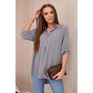 Blouse with a longer back grey