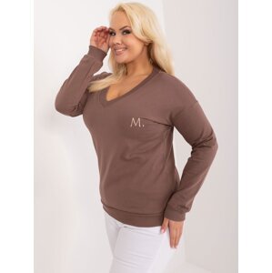 Plus size brown blouse with a neckline