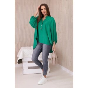 Viscose blouse with a longer back green