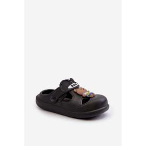 Children's foam slippers with embellishments, black opleia