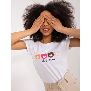 White women's T-shirt with teddy bears BASIC FEEL GOOD