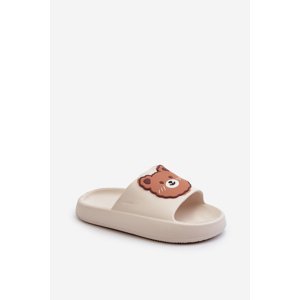 Children's light slippers with teddy bear, white, Lindeheta